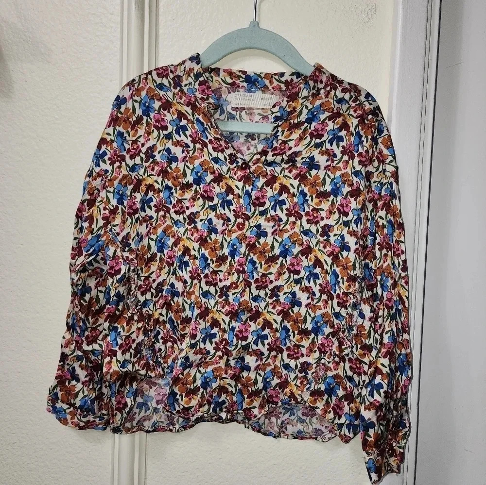 ZARA Girls Floral Button-down Longsleeve Top - Size 6
